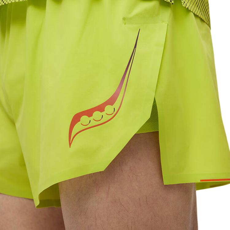 Saucony Letter Elastic Mid Waist Casual Shorts Men shorts Yellow Green SC2249031D-GE30