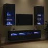 Wall Mounted TV Unit with LED Lighting 5 Pcs Black Oak Effect