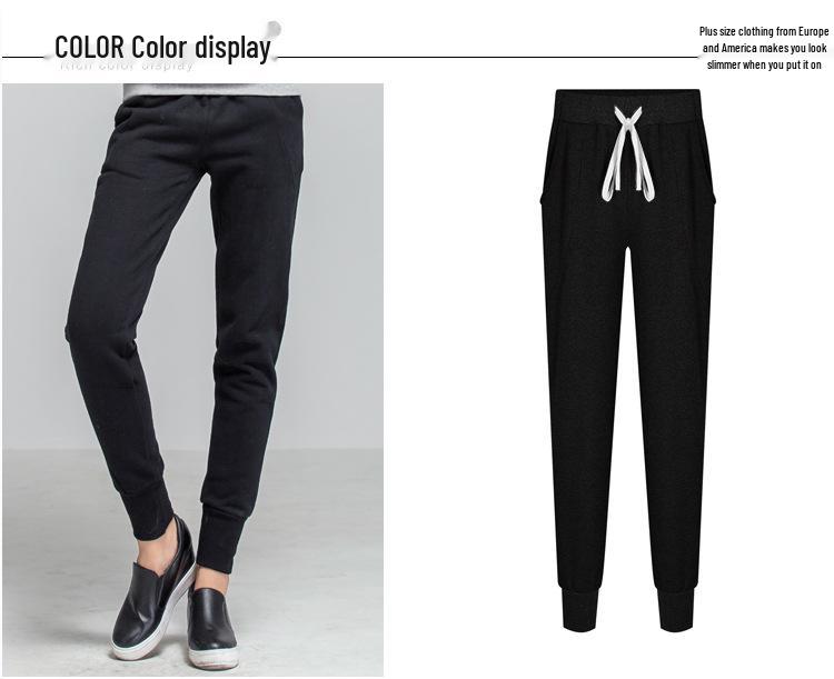 Women's Fleece-Lined Loose Fit Harem Sweatpants - Plus Size Casual Autumn Sports Pants