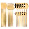 24Pcs Gold Tableware Set Stainless Steel Flatware Dinnerware Spoon Knife Fork Dinner Cutlery Set Western Kitchen Silverware