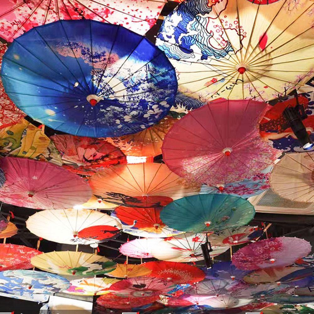 Decorative Hanging Oiled Paper Umbrella Vintage Dance Umbrella Sturdy Stick Umbrella  Girl