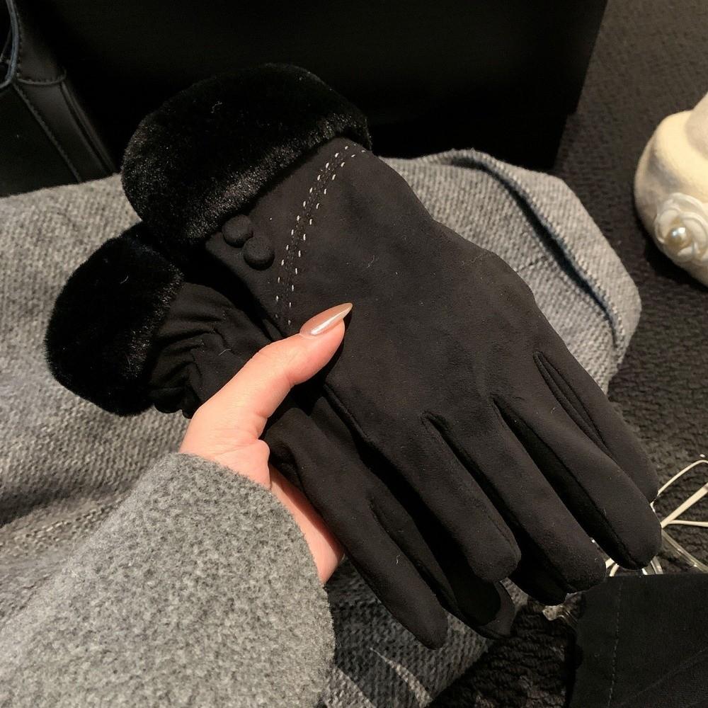 Cold Weather Suede Winter Touch Screen Gloves One Size Retro Fleece Lined Gloves Daily Commute