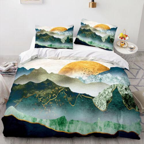 Skogslandskap Påslakan Quilt Cover Sängkläder Set Örngott Enkel Dubbel King Art