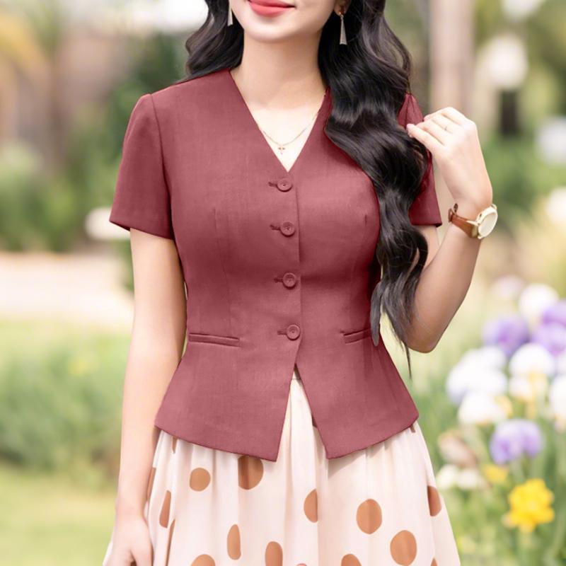 ZANZEA Women Summer V-Neck Short Sleeve Casual Blouse