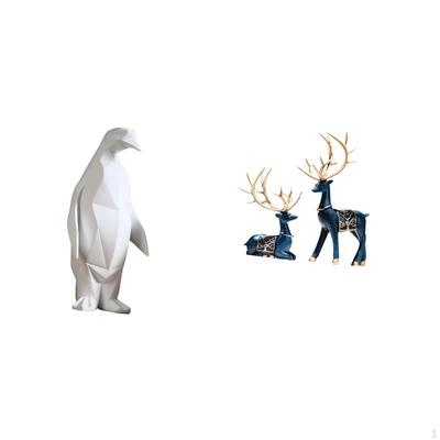 Elegant Resin Animal Figurines Collection Featuring Penguin And Reindeer Statues for Home Office