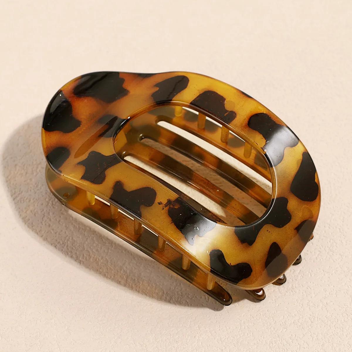 

Новая корейская эллиптическая заколка для волос из ацетатного волокна для женщин и девушек, с леопардовым принтом, большие заколки-автоматы, модные аксессуары для волос, инструменты для укладки