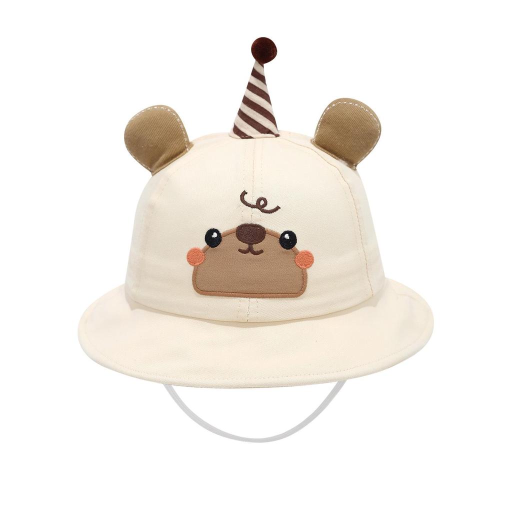 2026 Spring Unisex Baby Bucket Hat - 3D Cartoon Bear Design, Kids Fisherman Sun Hat