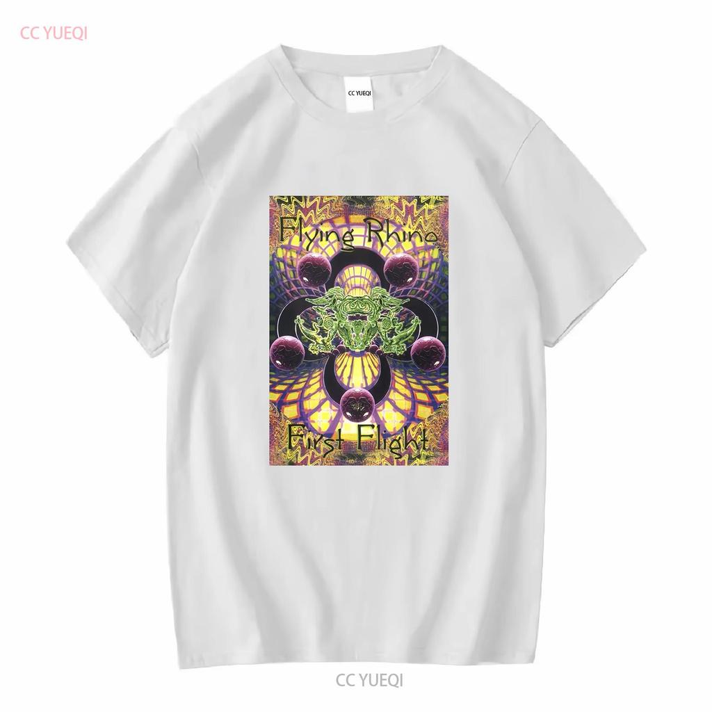 Mens T Shirt Cotton Psychedelic Trance Music Flying Rhino Records First Flight Vintage Washed Stretched Homme Soft Graphic