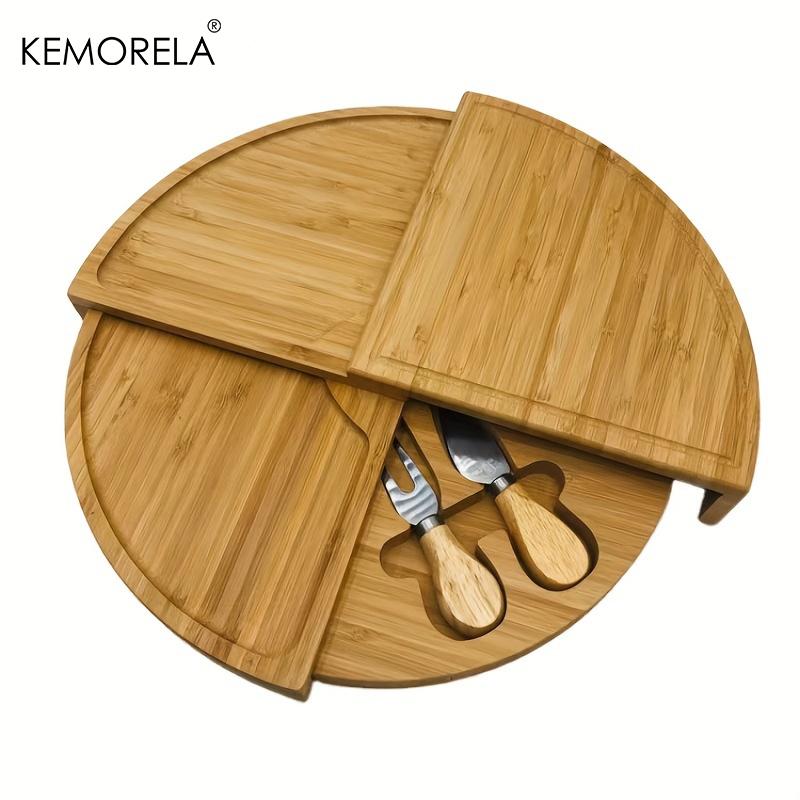  Cheese Board Cutlery Cutter Set with Slide Out Drawer - Kitchen Cooking Tools Slicer Fork Scoops Cut Storage Set