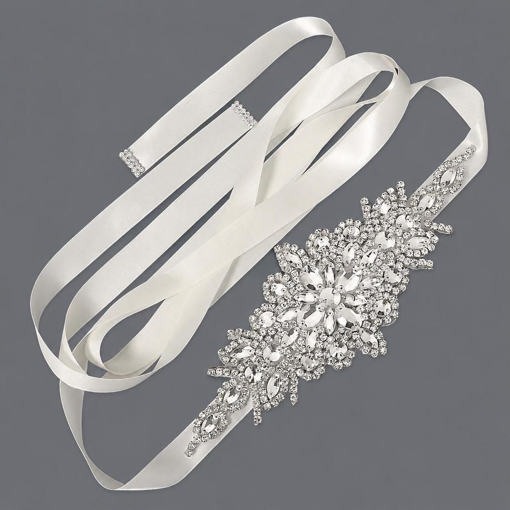 Elegant Silver Rhinestone Wedding Belt – Versatile High-End Dress Accessory for Fashion Shows and Performances