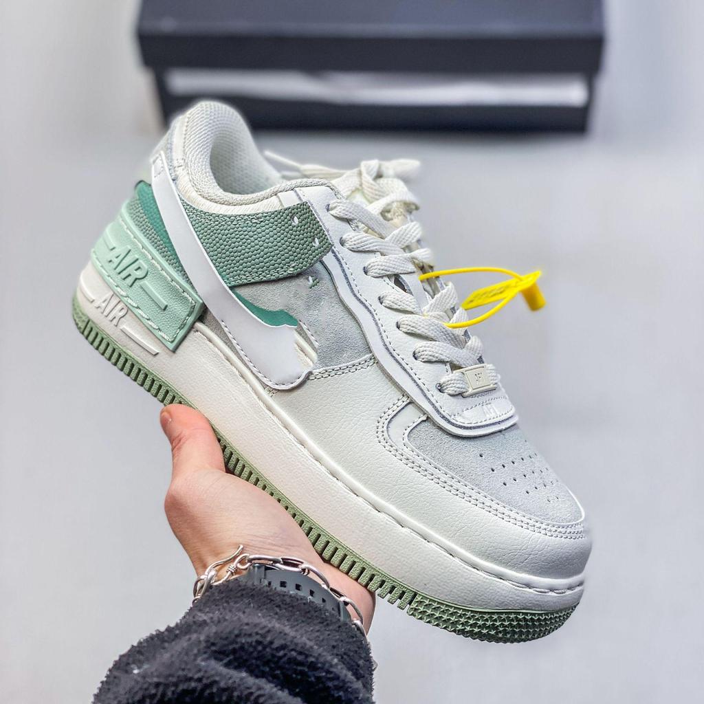 Women's AF1 Shadow Macaron Deconstructed Patchwork Sneakers - Thick Sole, Height-Enhancing, Versatile White Shoes