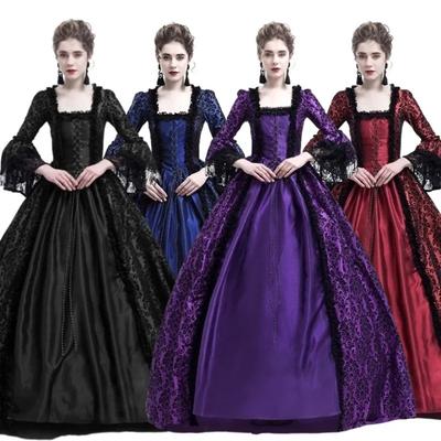 Plus Size High-end Palace Dress Lace Stitching Large Skirt Retro Medieval Renaissance Dress