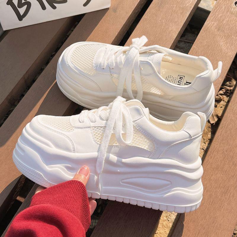 Platform Shoes Heighten Little White Shoes Women's 2025 New Summer Light and Breathable Mesh Is Not Tired Feet Casual Sports Shoes
