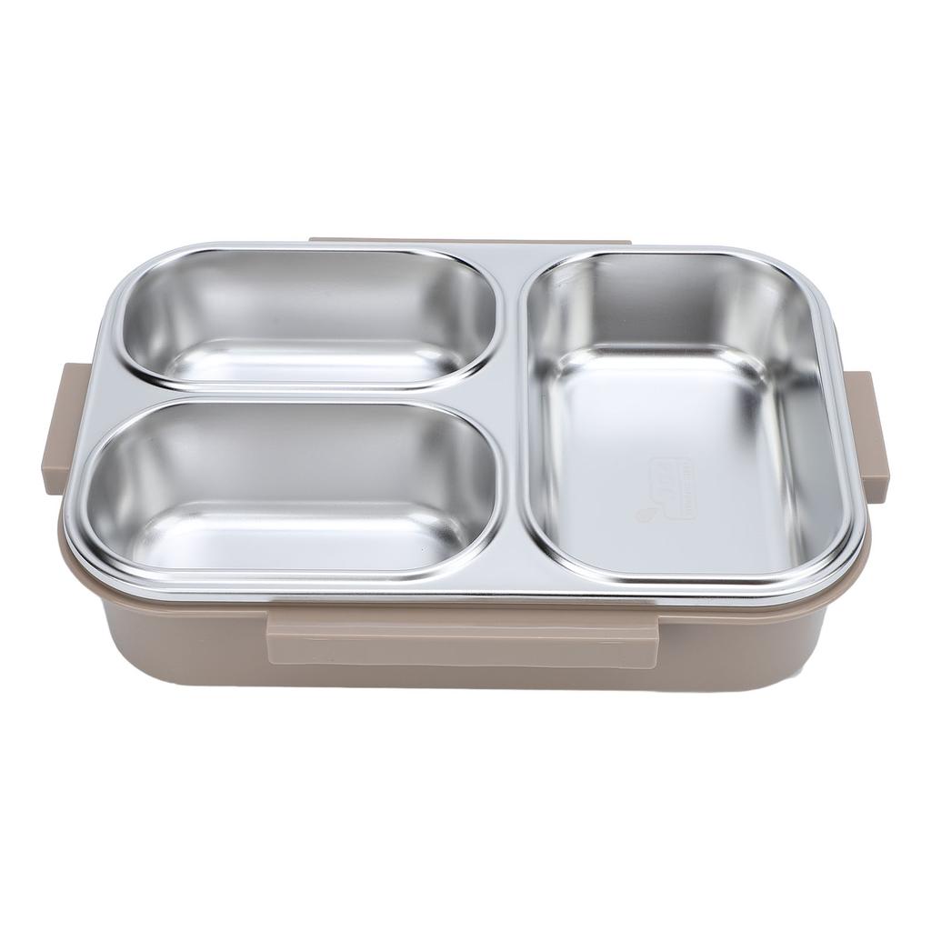 1.2L Lunch Box Container 304 Stainless Steel 3 Compartments Portable Detachable Food Warmer Food Container Khaki