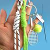 Elegant Color Panel Tennis Keychain Charm For Bags Access Modern Couple Gift Permanent Mixture Rope Thin Addition