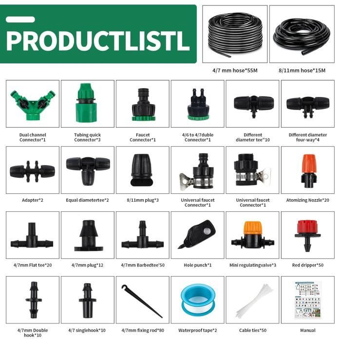 Kit D'irrigation Automatique - XINGGANG - 340 Pièces - Installation Facile - Protection anti-UV