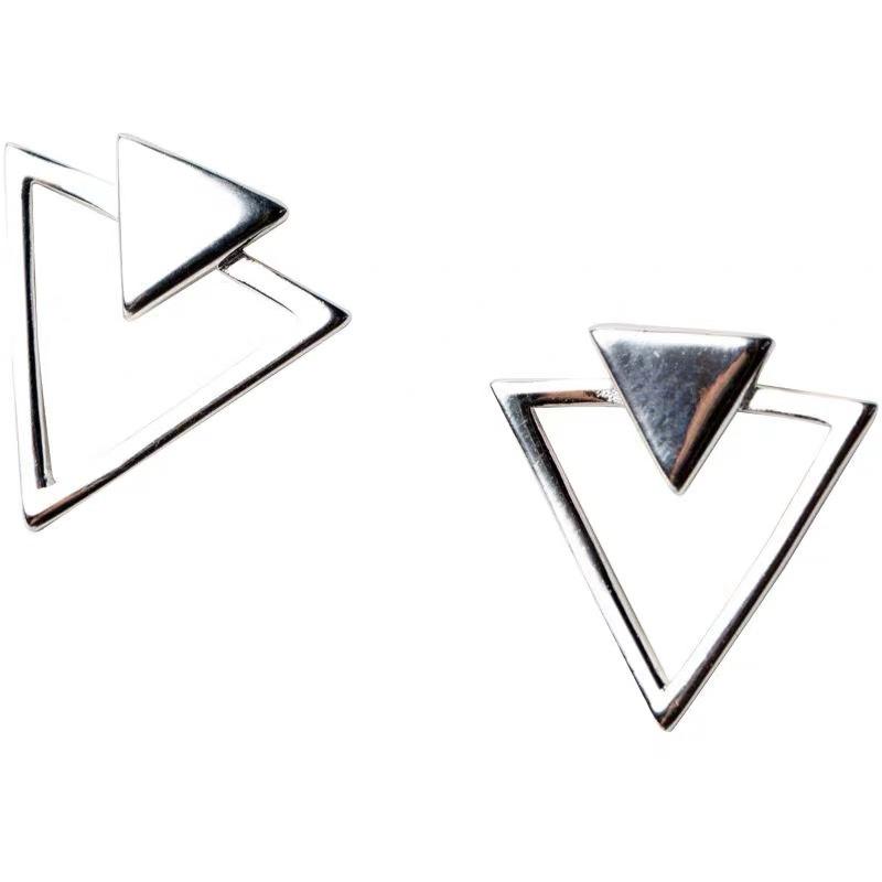 Fashion Hollow Triangle Geometric Stud Earrings For Women Simple White Gold Plated Ear Jewelry