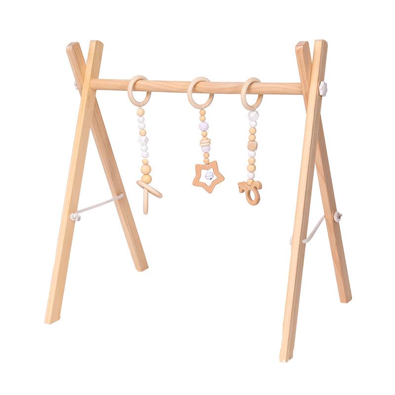 Nordic Wooden Baby Fitness Toy with Bells and Hanging Ornaments