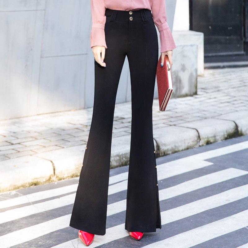 

OL офисная рабочая одежда, летние женские капри с высокой талией, брюки для женщин, узкие расклешенные брюки, женские брюки, черные XXL чёрный