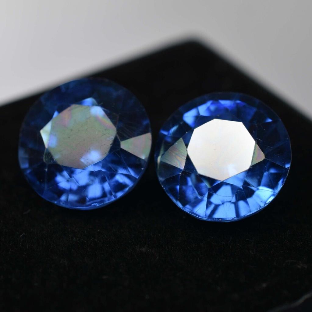 Natural Blue Tanzanite Loose Gemstone 18.10 Ct Round Cut Pair for Jewelry Making and Gem Collections