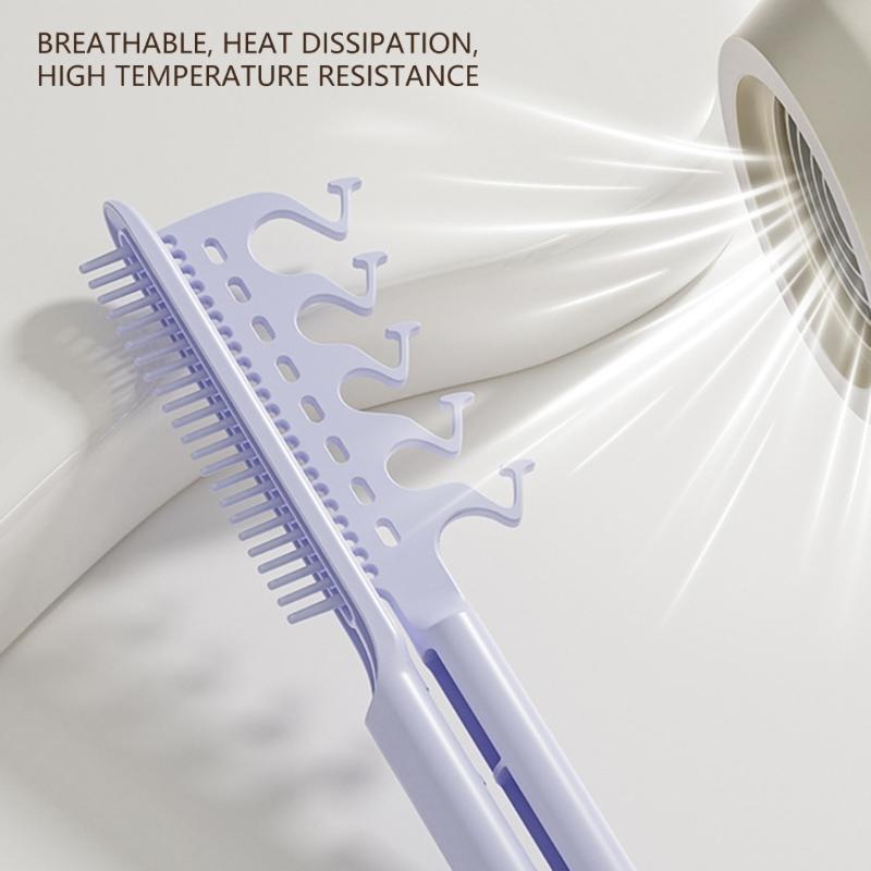 2 In 1 Comb And Styling Tool For Hair V Shaped Edge Hairbrush Manual Operation Lightweight Travel Friendly ABS Plastic