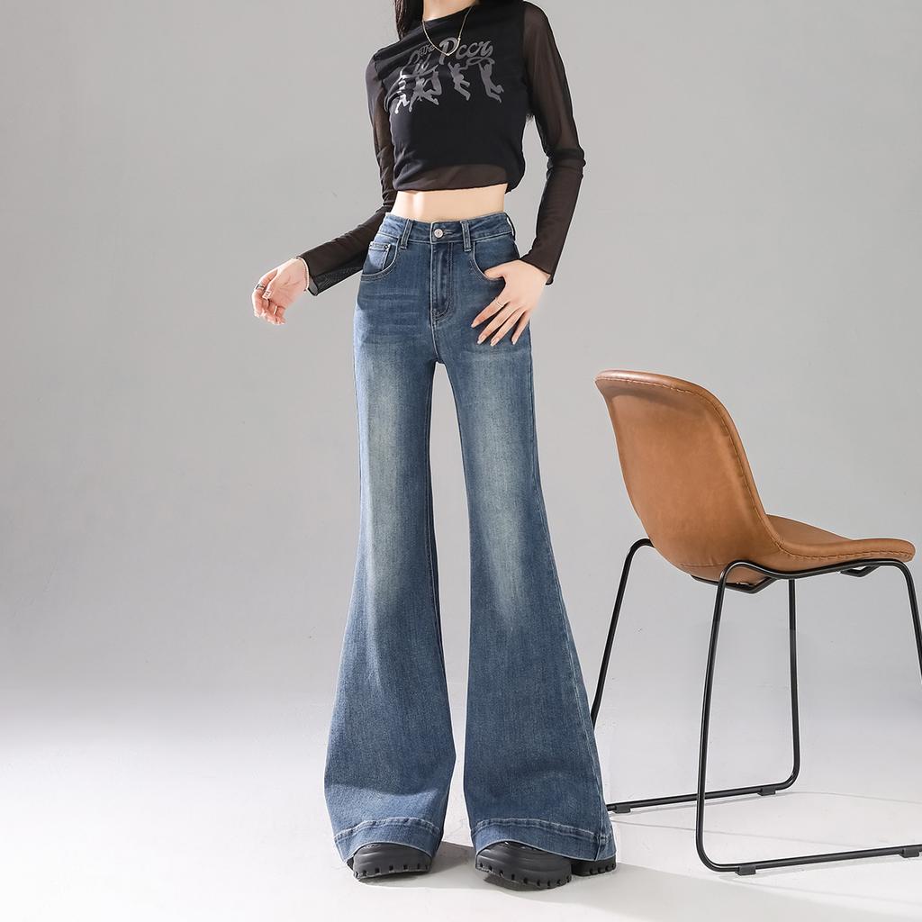 Jeans Retro Autunnali da Donna per Stile Autunnale da Donna, Snellenti Senza Gambe, Pantaloni a Ferro di Cavallo per l'Autunno da Donna