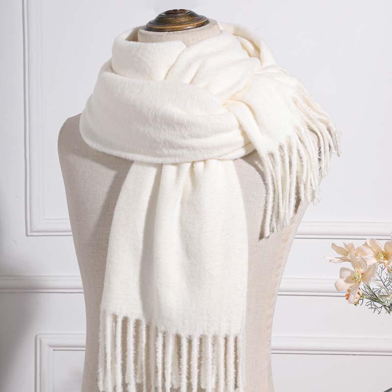 Imitation cashmere scarf women's autumn and winter mink hair men's scarf light luxury high-end sense solid color scarf Korean atmosphere sense