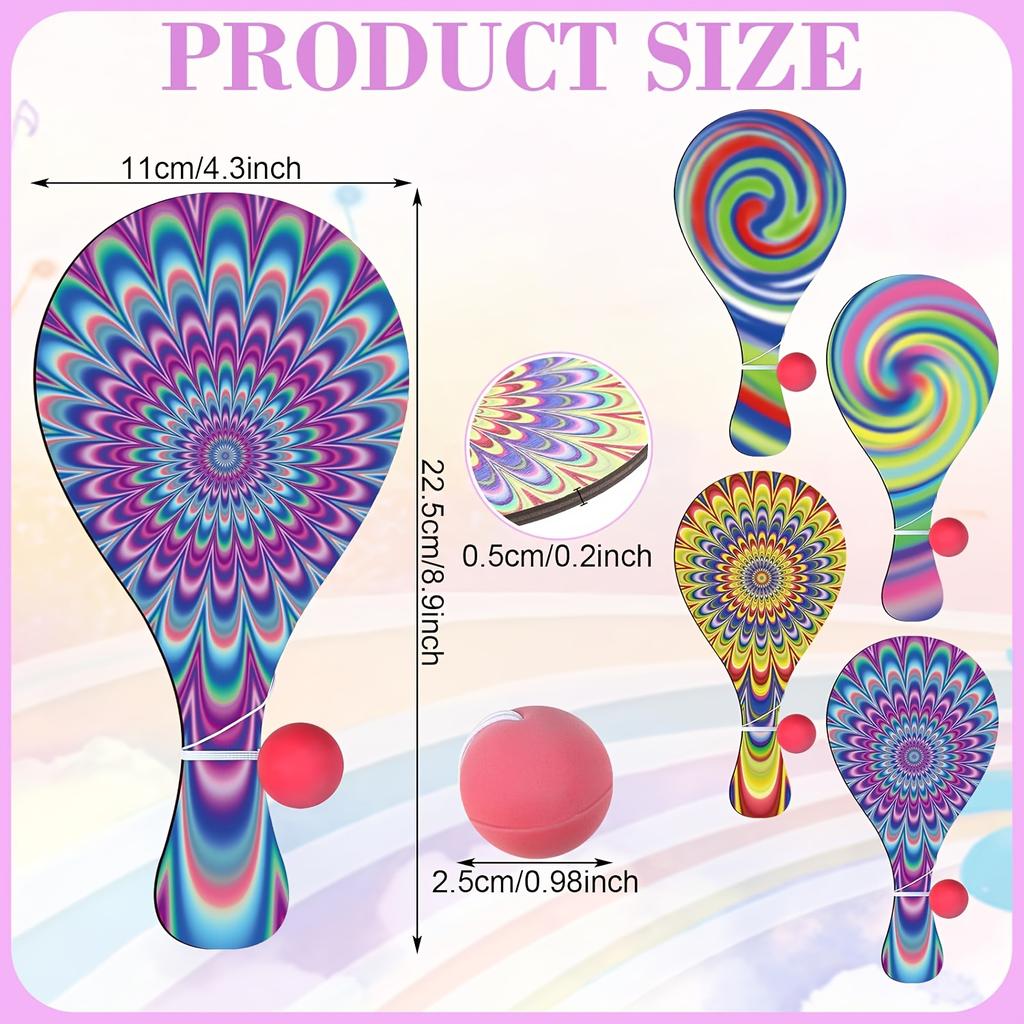 Given to her/His gift 4One Pack Fantasy Paddle Ball Fun paddle ball set with strings Vintage multi-piece gift and prize pack Indoor and Outdoor