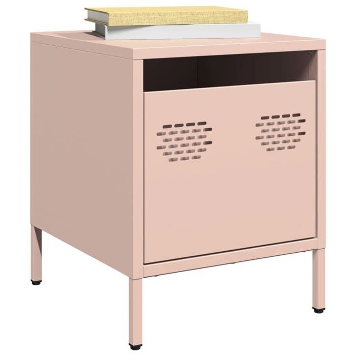 VidaXL Table de chevet rose 35x39x43,5 cm acier, armoire, armoire latérale, support de téléphone, table de chevet, mobilier 851246