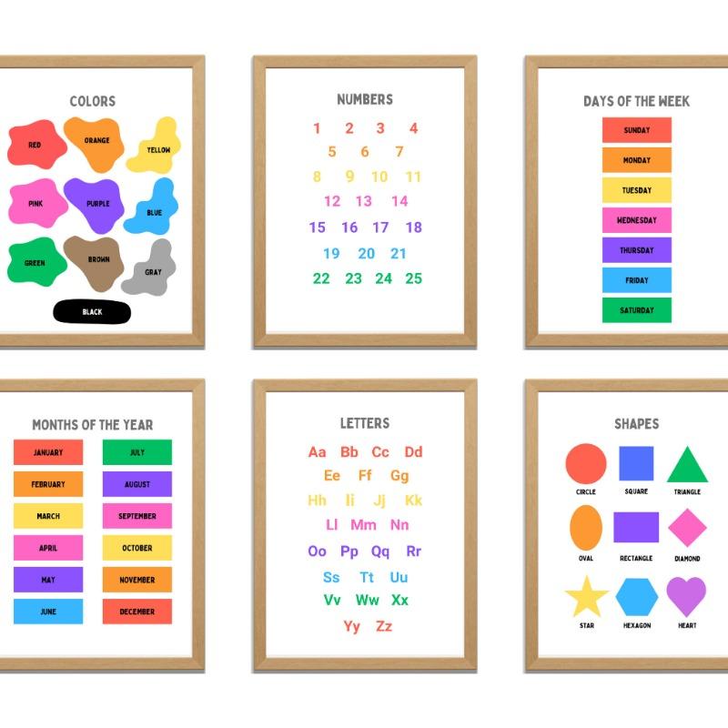 Kids Educational Homeschool Classroom Playroom  Art Poster Canvas Painting Wall Prints Picture for Living Room Home Decor