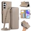 For Samsung Galaxy A55 5G Wallet Phone Case Shockproof TPU+PU Leather Flip Cover with Mirror,Strap