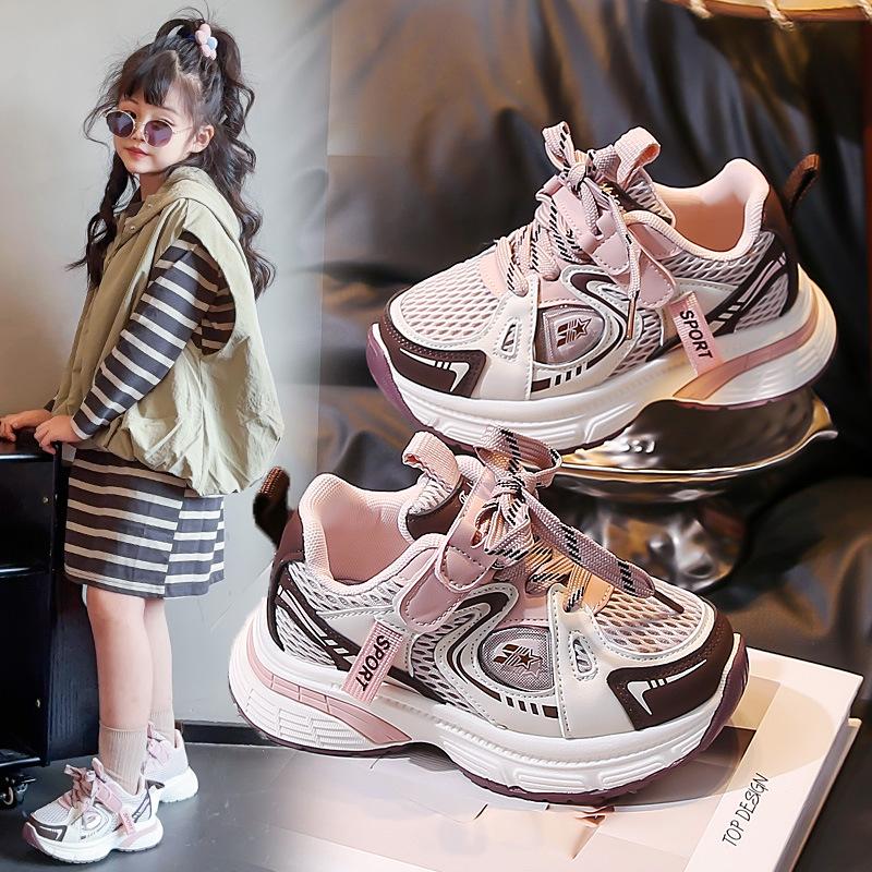 2025 autumn new children's shoes boys and girls breathable mesh sports shoes fashionable and comfortable running shoes dad shoes tide