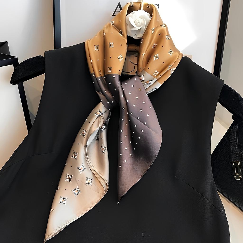 25.59" Faux Diamond Polka Dot Square Scarf Elegant Imitation Silk Shawl Casual Decoration Headscarf Small Neck Scarf
