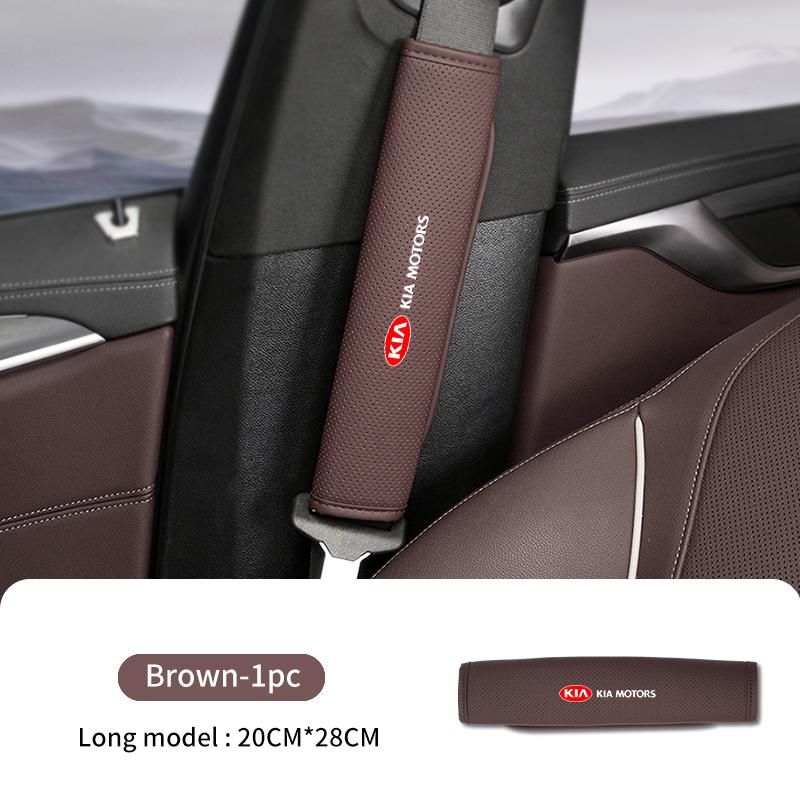 URDV7 Leather Car Logo Seat Belt Cover Shoulder Protective Interior Accessories For KIA Sportage Rio Ceed Niro Soul Stonic Picanto