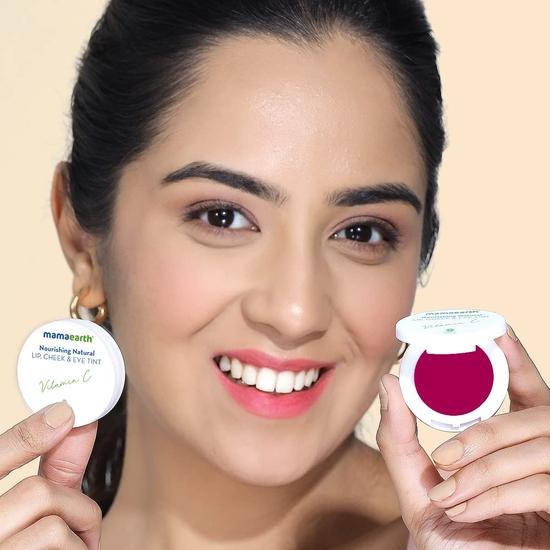 Mamaearth Nourishing Natural Lip Cheek & Eye Tint with Vitamin C & Rose- 03 Rose Pink- 4 g
