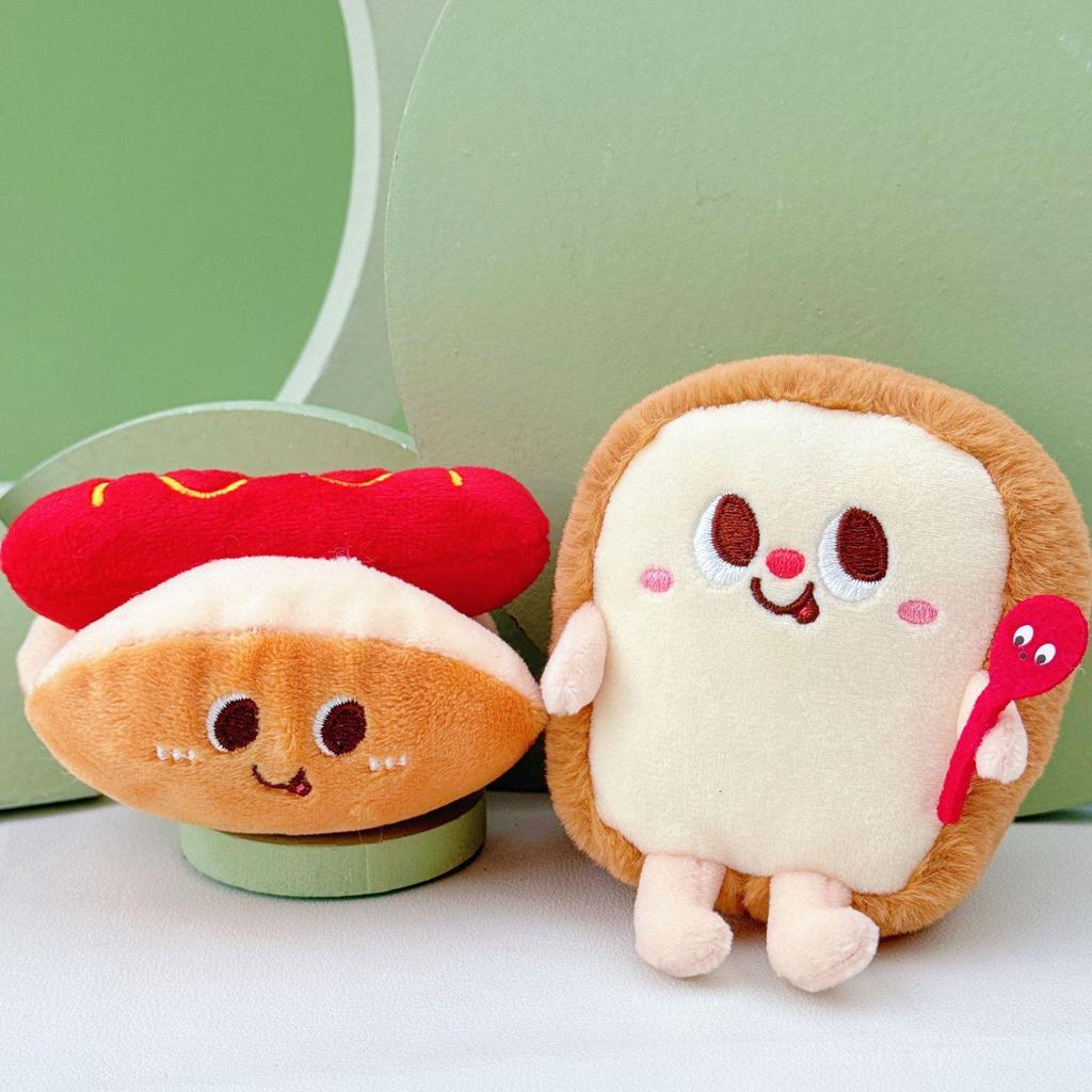 Cartoon Plush Pendant: Hamburger, Hot Dog, Chicken Leg & Cute Fries - Small Doll for Claw Machine or Schoolbag Decoration