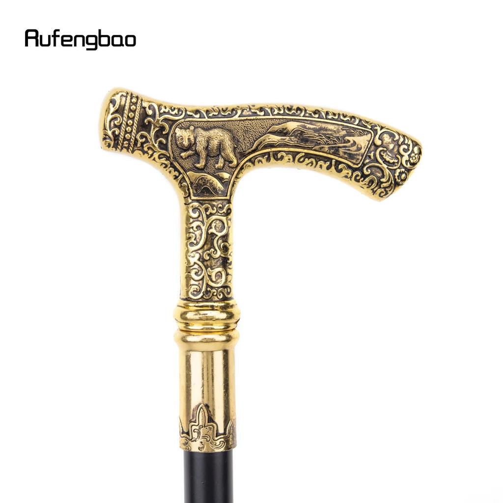 Gold Luxury Bear Handle Walking Cane Fashion Decorative Walking Stick Gentleman Elegant Cosplay Cane Knob Crosier 90cm
