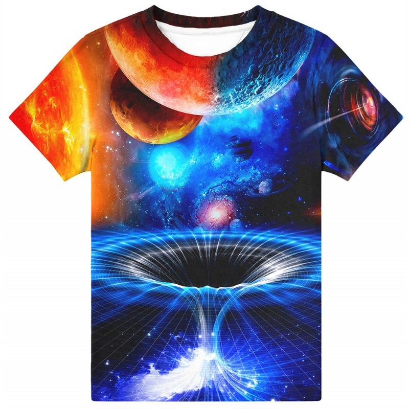 T-shirt une pièce pour enfants, motif ciel étoilé, pour garçons de 9 à 12 ans, à la mode, motif cosmique 3D, pour l'été