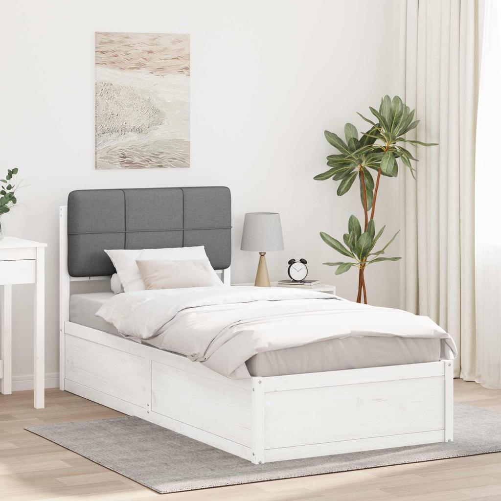 Bed Frame with Upholstered Headboard Light Grey 75 x 190 cm