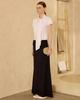 Wave Seoul H-Line Stretch Long Skirt Deep Navy