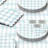 New Blue Grid Theme Birthday Decorations Checkered Picnic Cloth Paper Cups Plates Napkins Tablecloths For Party Supplies Set