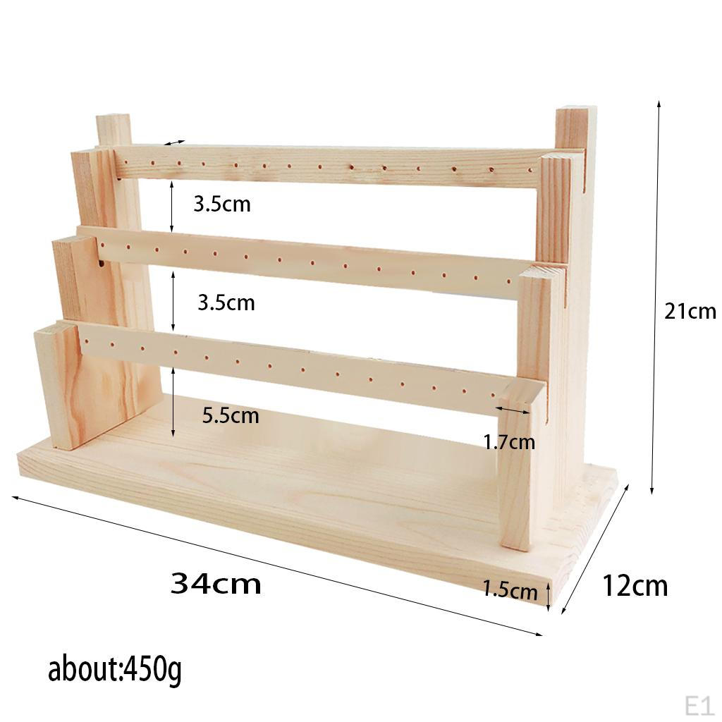 Wood Jewelry Rack Storage Display Wooden Dangle Earring Stand Holder Jewellery