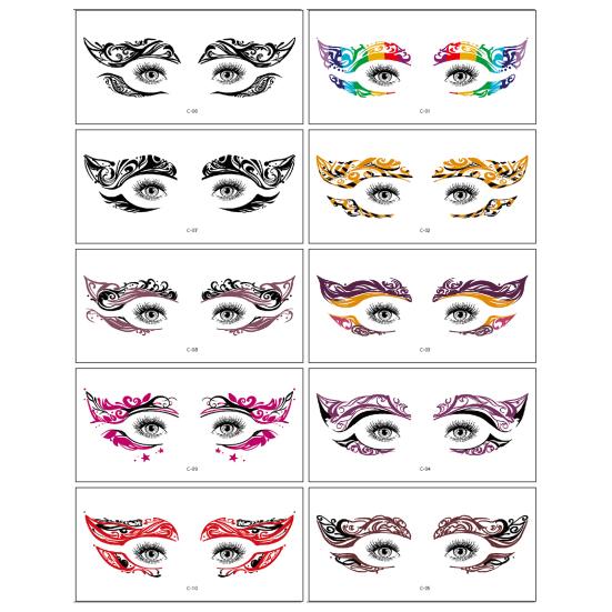 10Pcs Halloween Face Tattoo Stickers Bat Spider Scar Temporary Cosplay Eye Art