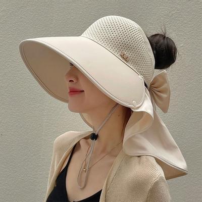 Summer Sun Hat Female Sunscreen Uv Face Protection Neck Protection Outdoor Cycling Mountaineering Large Brim Hollow Hat