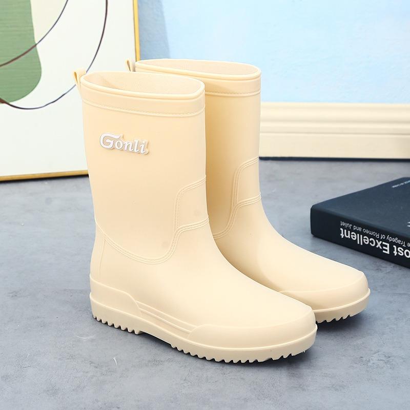 

Женские модные непромокаемые резиновые сапоги средней высоты для улицы, кухонные, с интегрированным бархатом, теплые, нескользящие, износостойкие, женские водные туфли 40