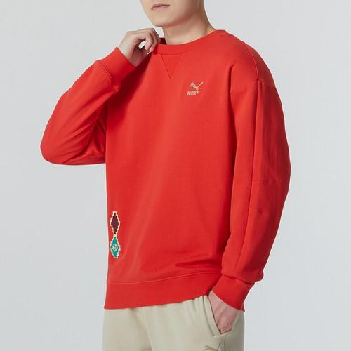 PUMA New Year Embroidered Pattern Fitness Sweatshirt, Unisex, Red
