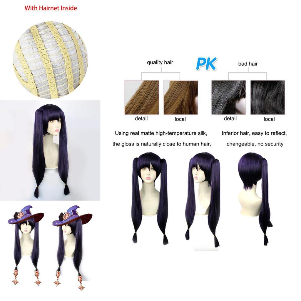 Genshin Impact Mona Wig Hairpiece Adult Cosplay Props Halloween Party Carnival