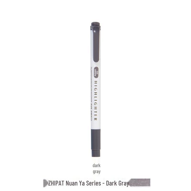 Zhi 618 Student Dual-Tip Fluorescent Pen - Gray, Soft Light & Dark Retro Colors for Highlighting & Marking