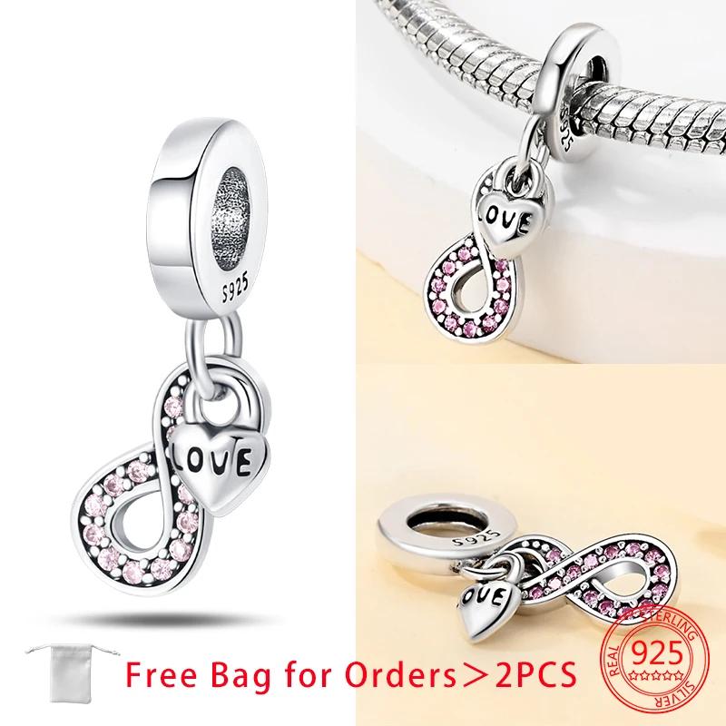 Αυθεντικά Στοιχεία Χαλκός Άπειρη Αιώνια Αγάπη Καρδιά Κρεμαστό Χάντρες Ταιριάζουν Βραχιόλια Χάντρες Για Γυναίκες Δημιουργία Κοσμημάτων DIY Δώρο