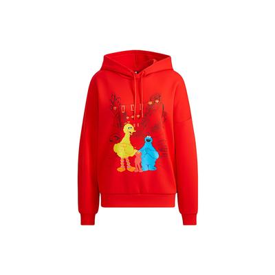 adidas Neo Sesame Street Co-Branded Cartoon Pattern Sports Hoodie Women Hoodie Red HD7278